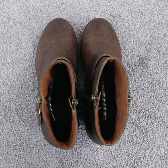 Kork Ease Ankle Boots Womens Size 10 Brown Pebbled Leather Zip Buckle Heel Shoes - Picture 10 of 12